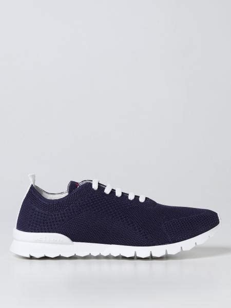 Navy blue cotton shoes for man – Kiton USA.